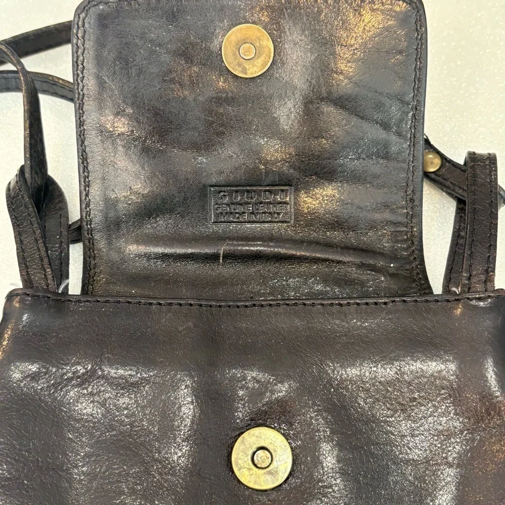 Vintage Giudi Italian Leather Crossbody Bag Chocolate Brown